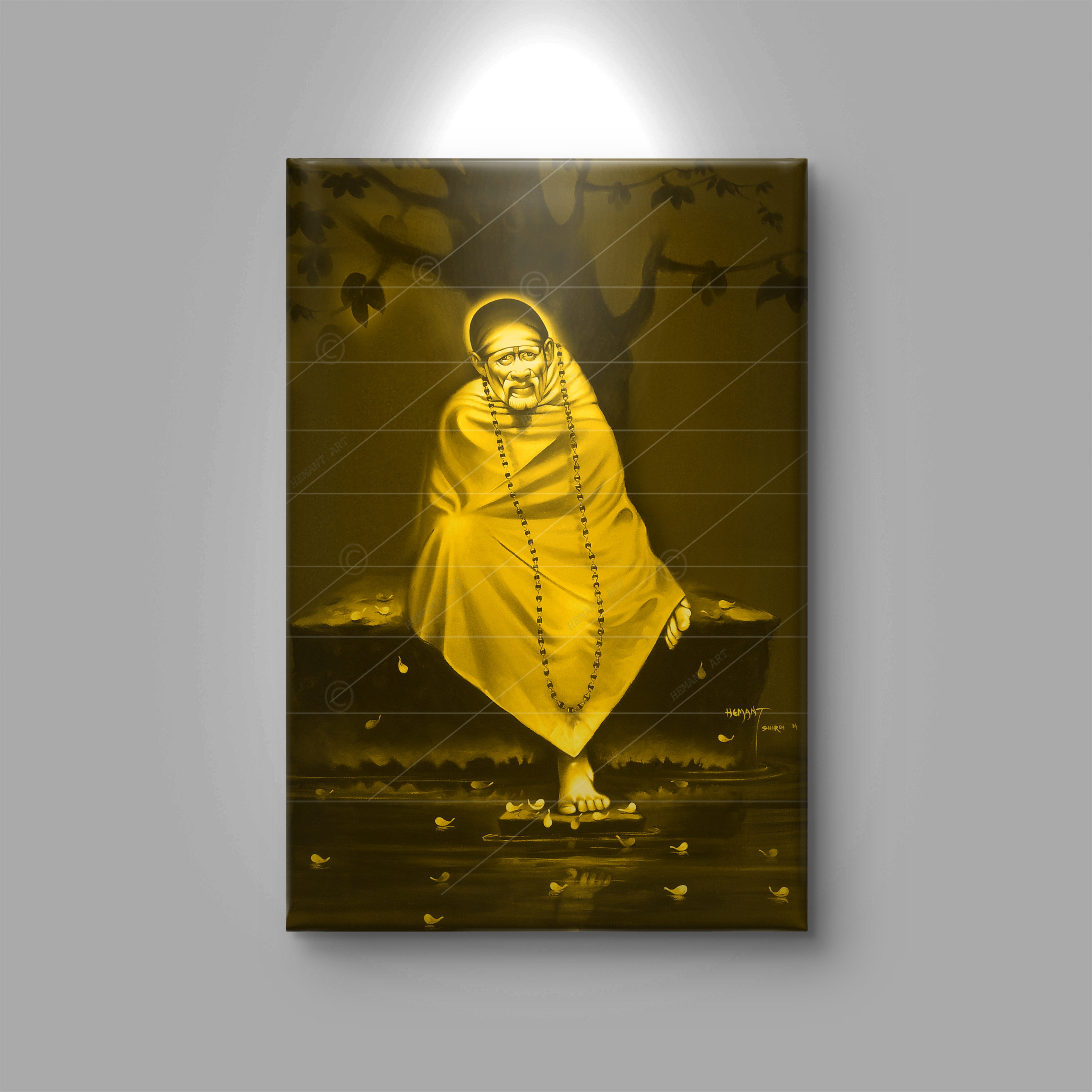 Hemant art Shirdi Sai Baba Samadhi Photo Canvas Wall Art – Spiritual Home Decor for Puja Room & Meditation Space